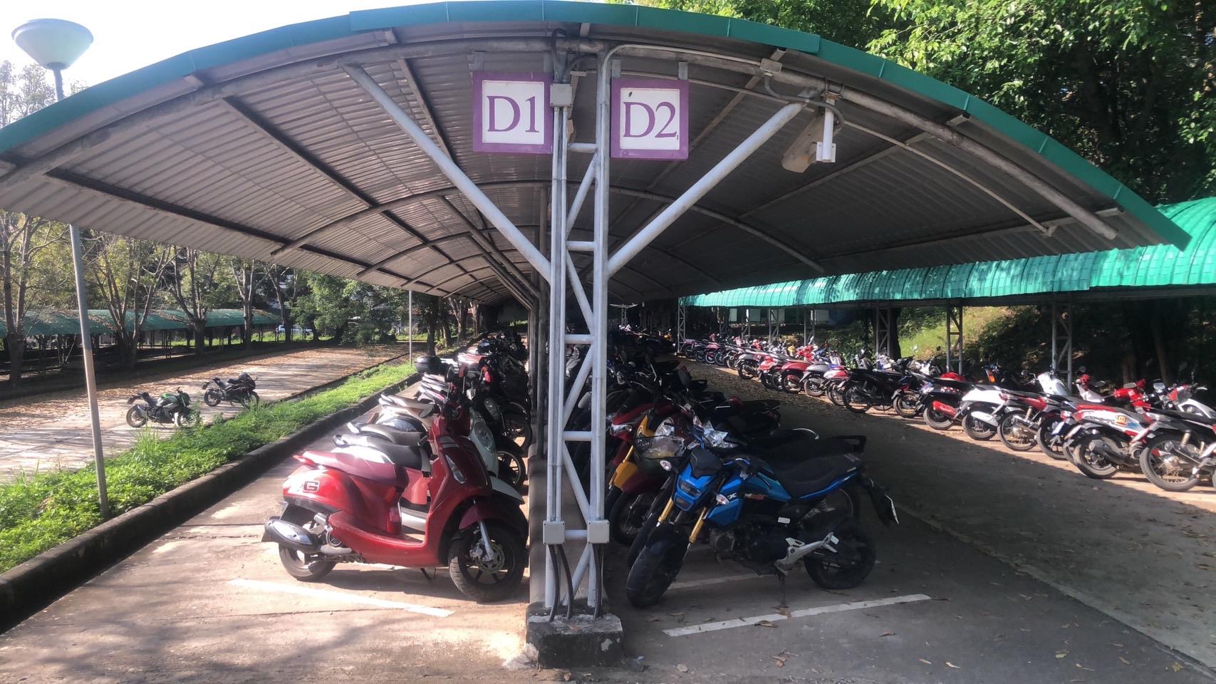 Motorcycle parking in front of the university (University of Phayao, Thailand)