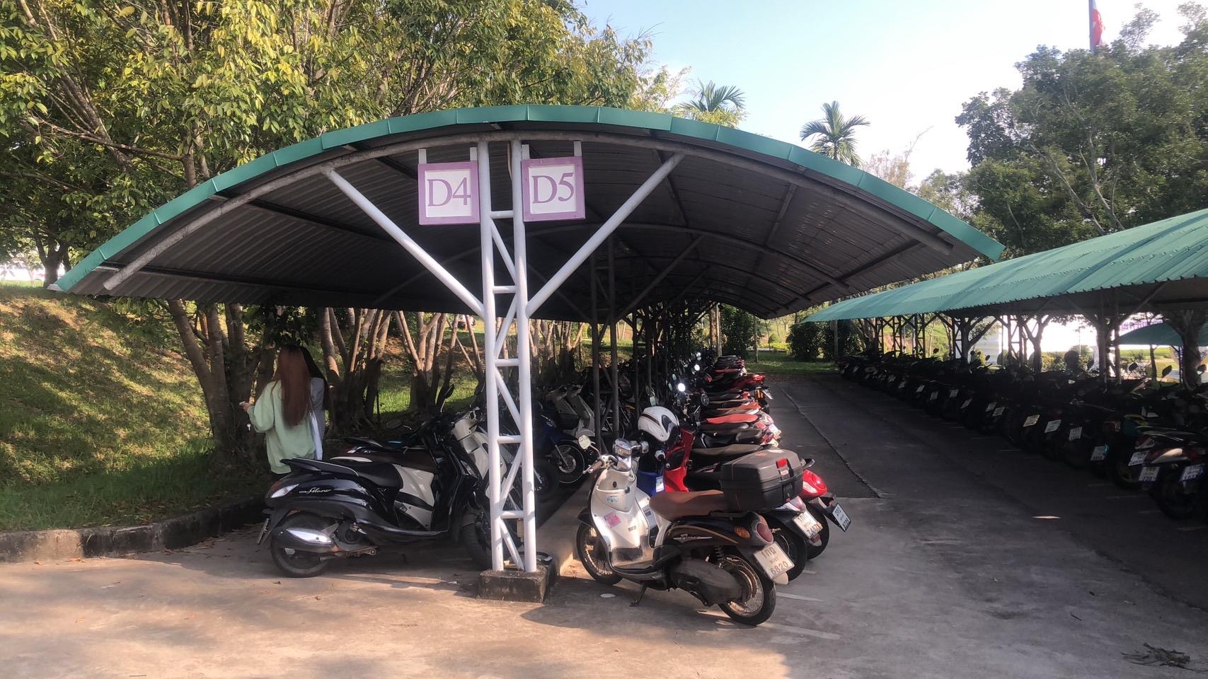 Motorcycle parking in front of the university (University of Phayao, Thailand)