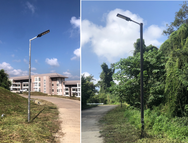 Street lamp for pedestrian in night (University of Phayao, Thailand)