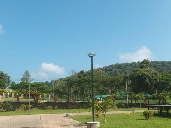 Street lamp for pedestrian in night (University of Phayao, Thailand)