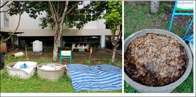 Using leaves, twigs and food scraps to make bio-composting for garden and landscaping applications.