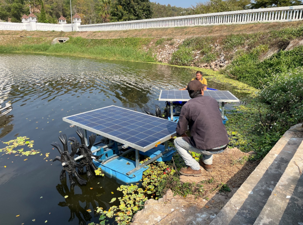 Solar powered aeration turbines for wastewater treatment