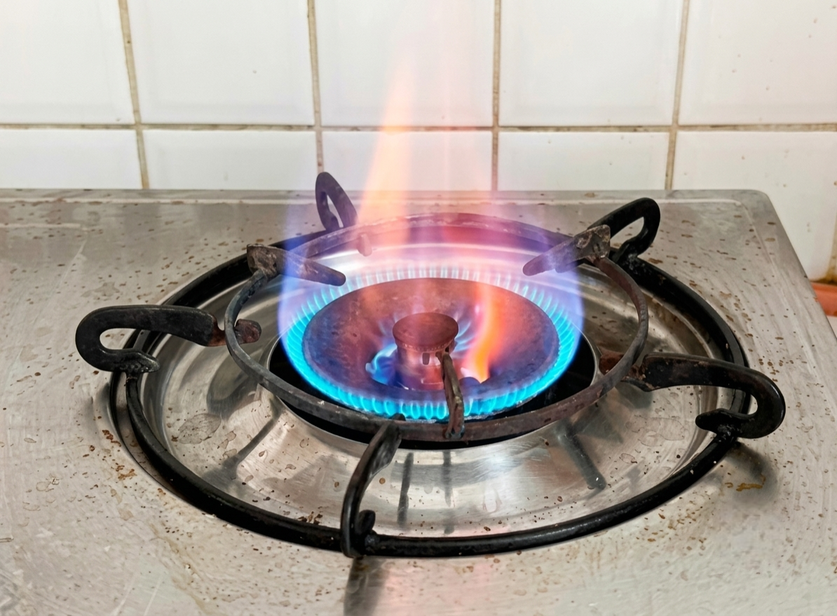 Biogas flame used for cooking