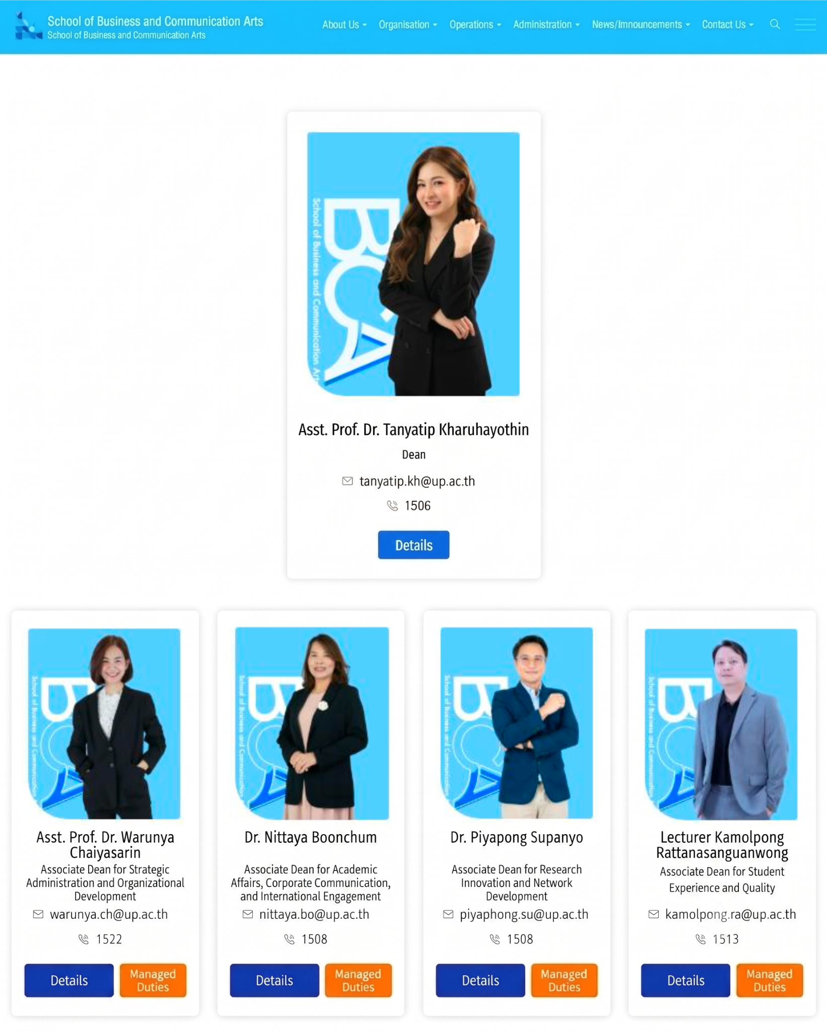 School of Business and Communication Arts executive team, University of Phayao