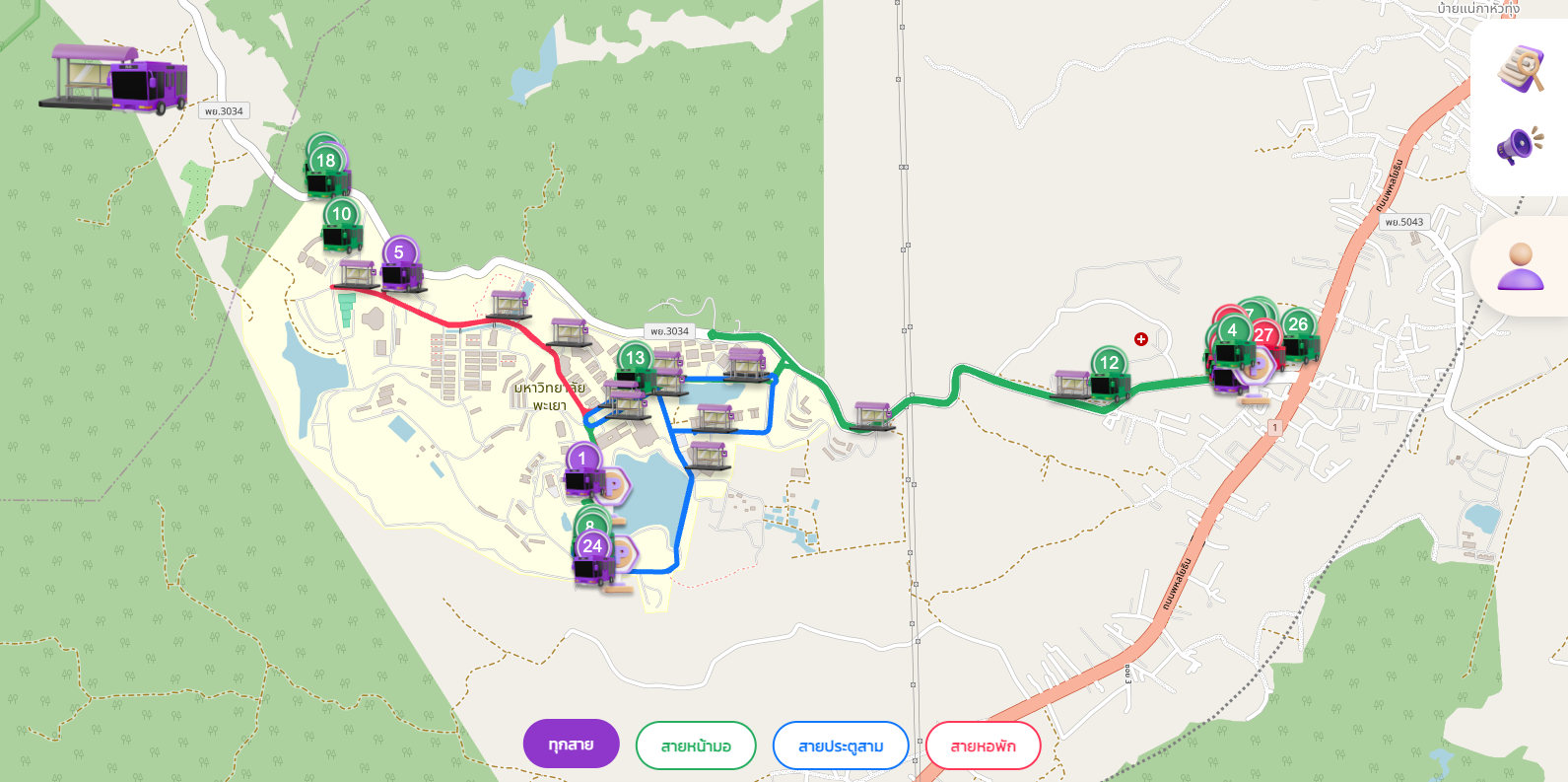 Real-time bus tracking route map