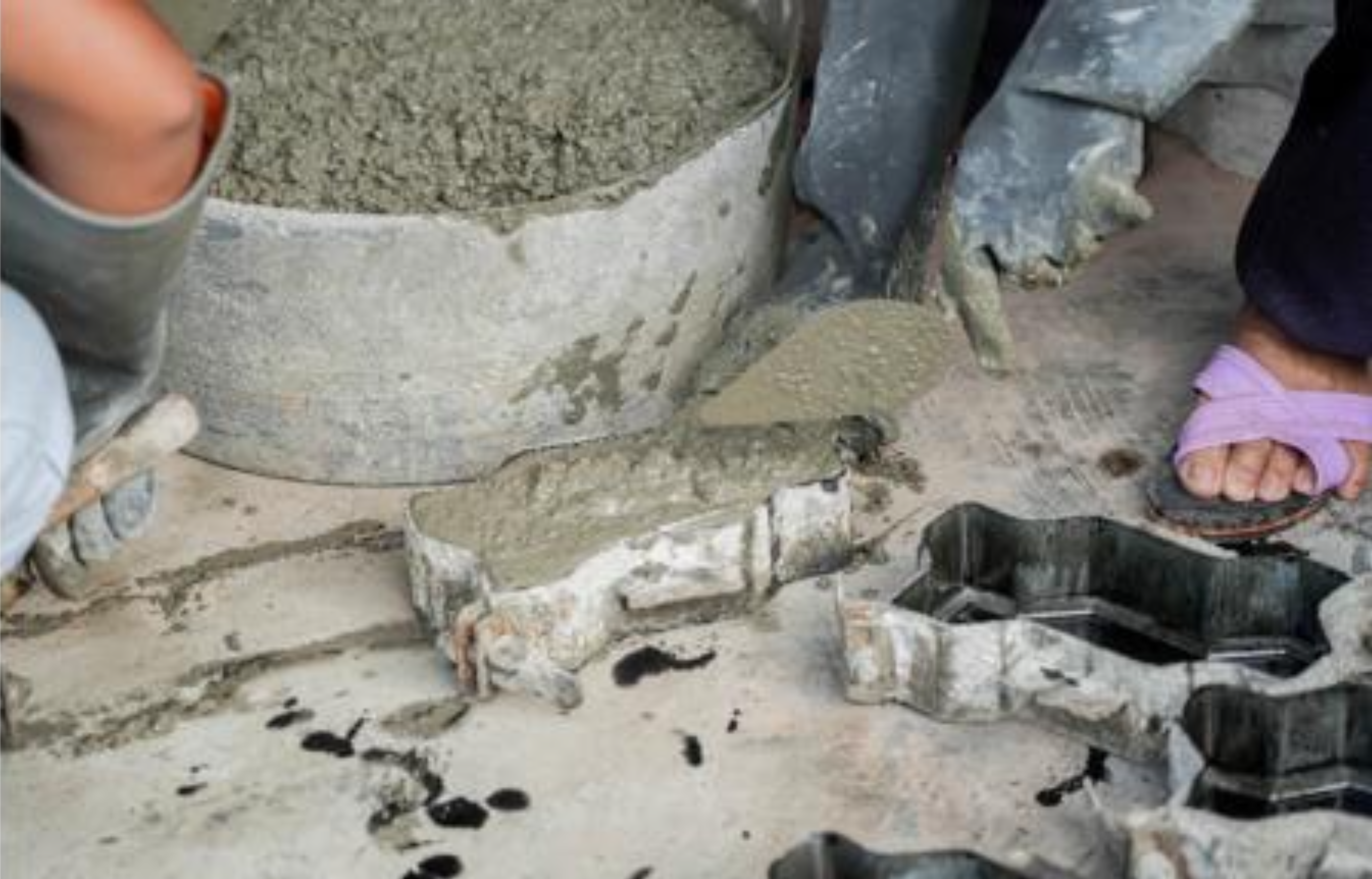 Worm blocks used as paving stones within the university