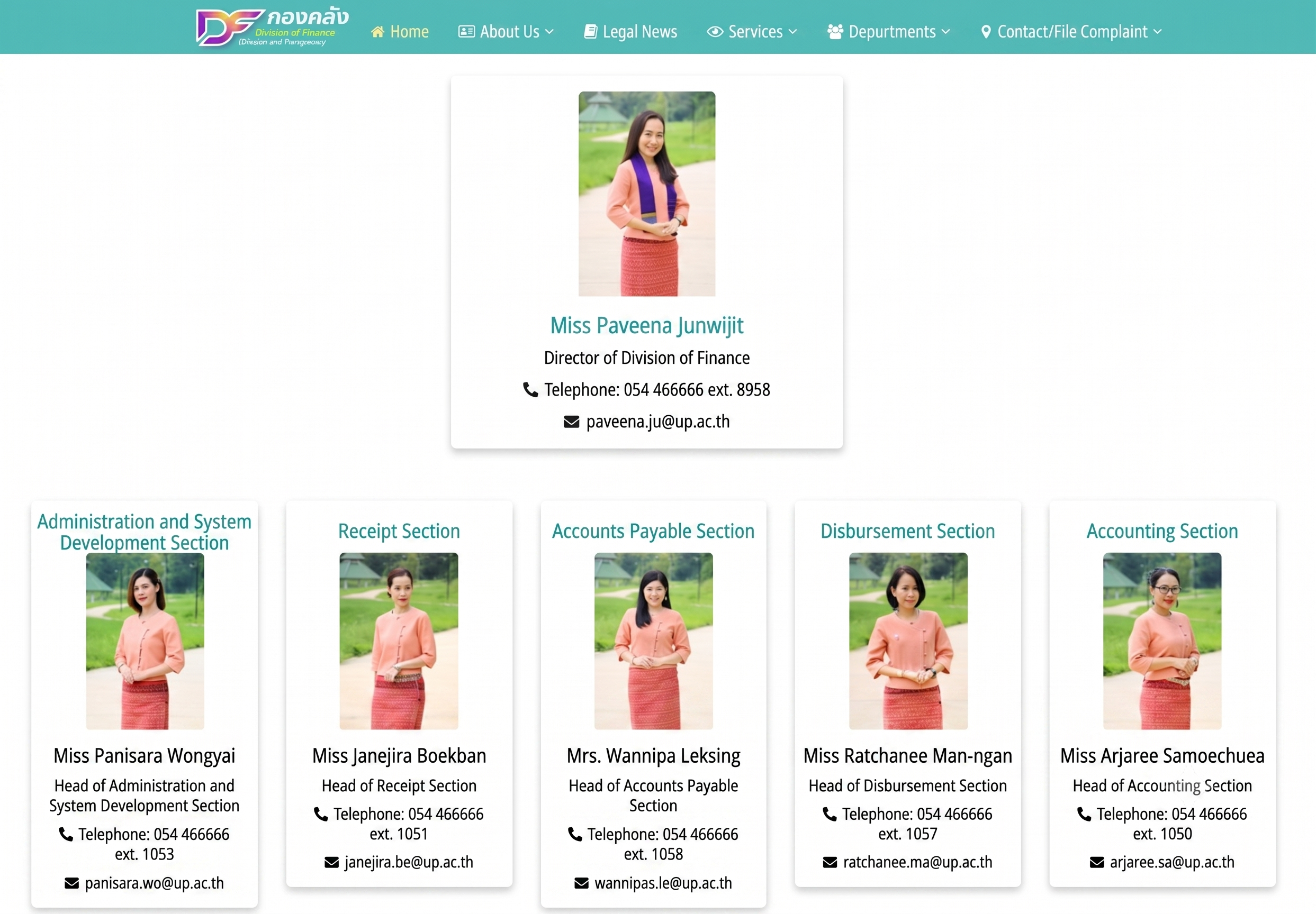 Division of Finance executive team, University of Phayao