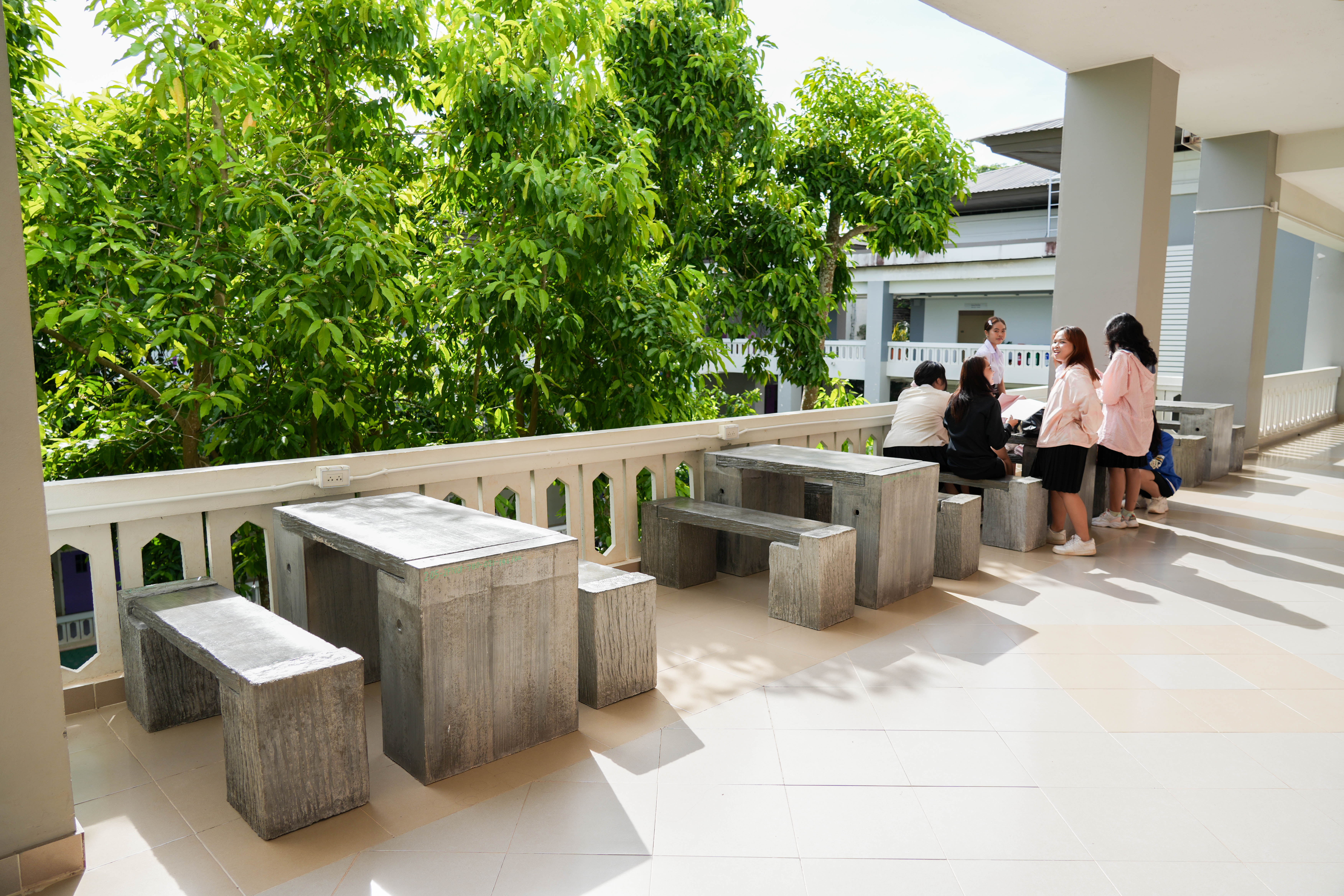 Balcony terrace with trees