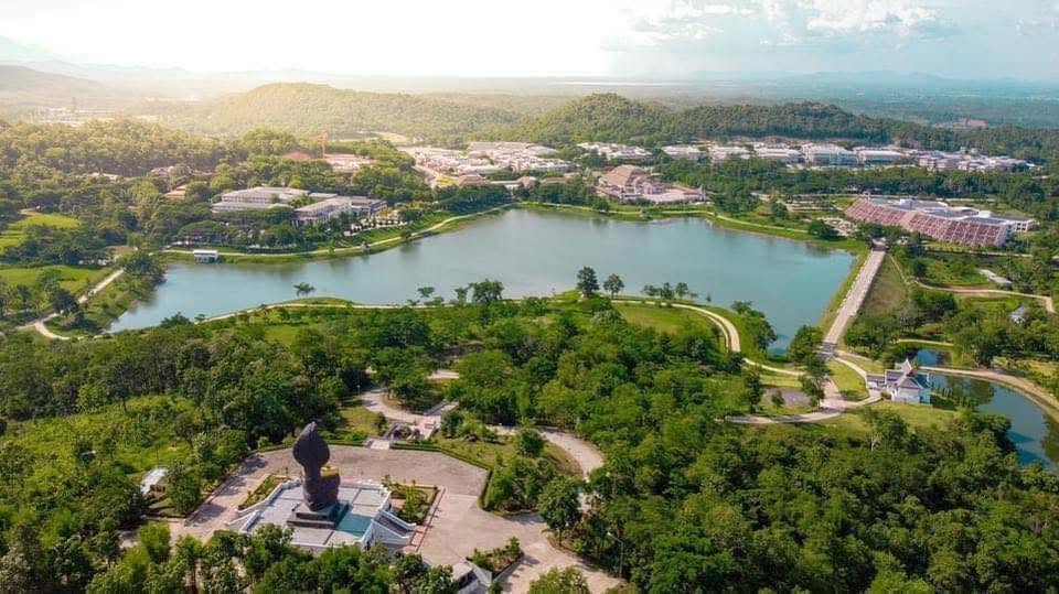 Aerial view of University of Phayao forested campus