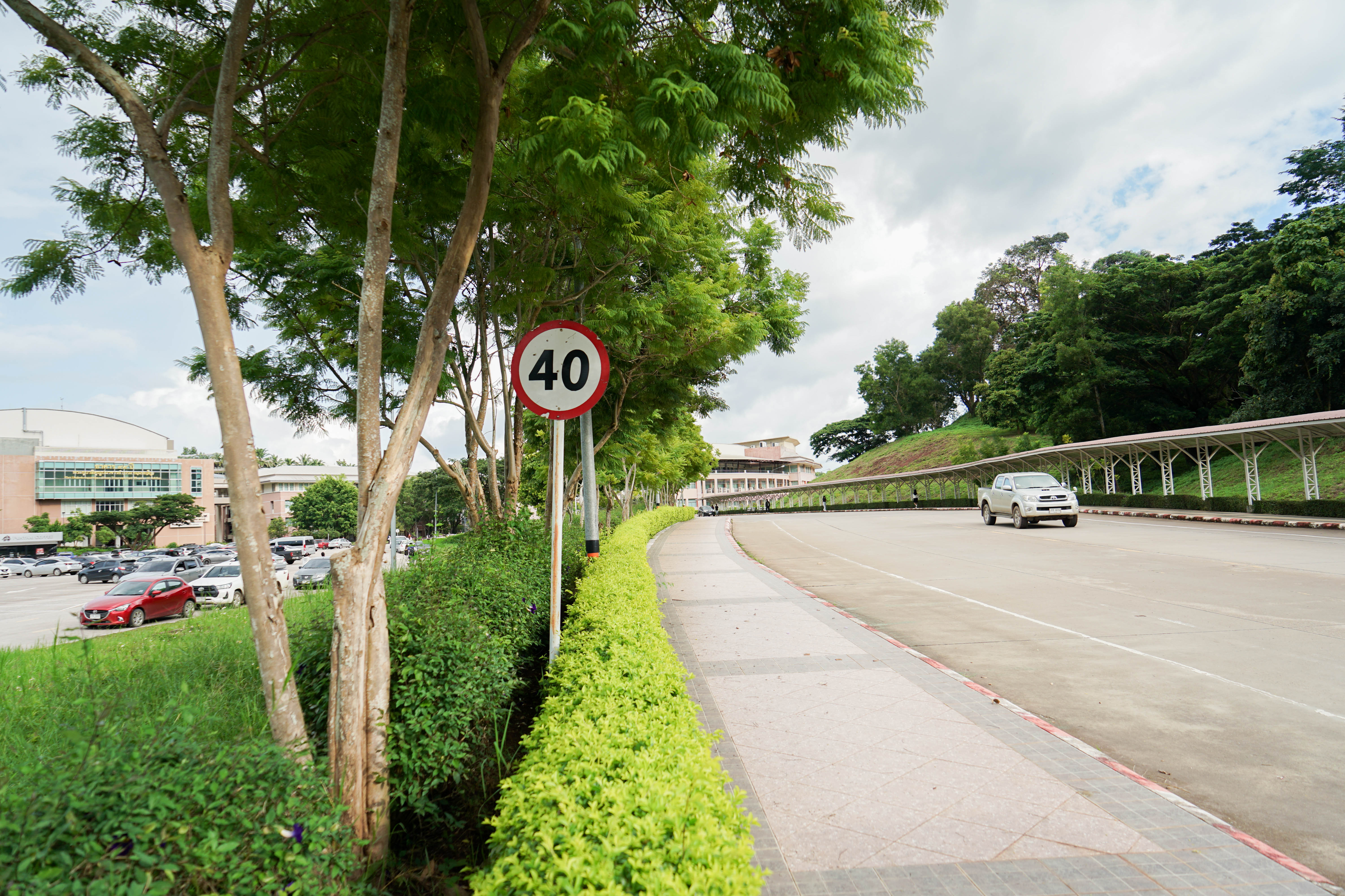 Speed limit signs at University of Phayao